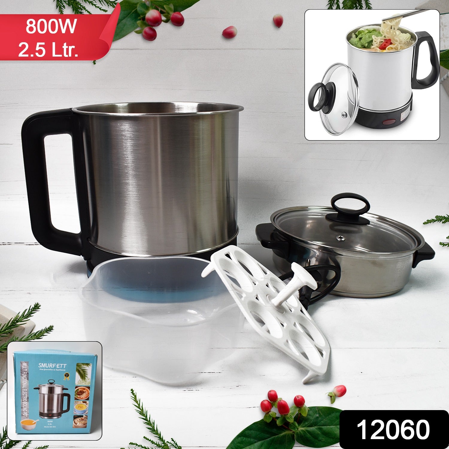 Soup Pot With Lid Stainless Steel Multi Cooker Kettle (800w 2.5 Ltr.) Soup Pot With Lid Stainless Steel Multi Cooker Kettle (800w 2.5 Ltr.)